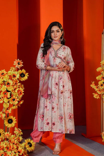 Pink Flower Rush Kurta Set