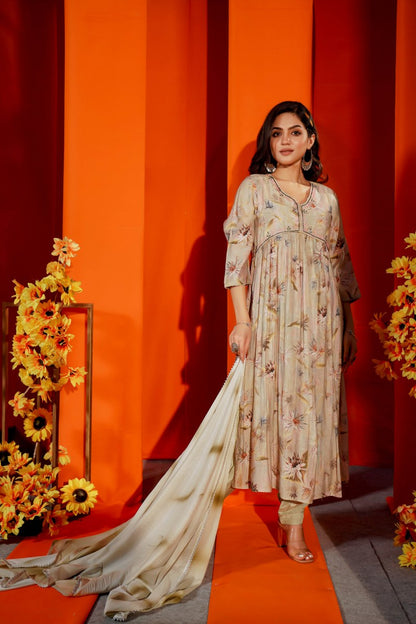 Inked Petals Kurta Ensemble