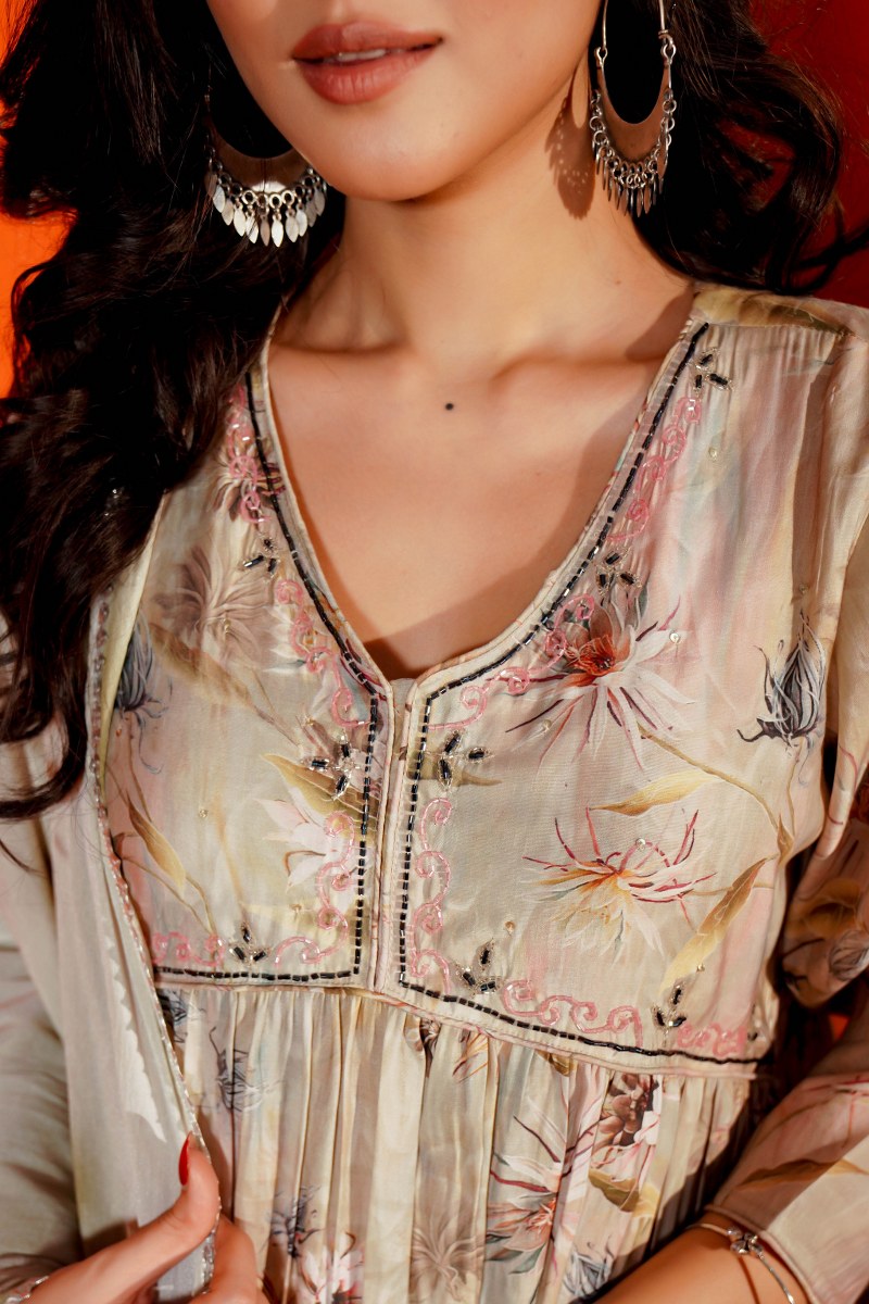 Inked Petals Kurta Ensemble