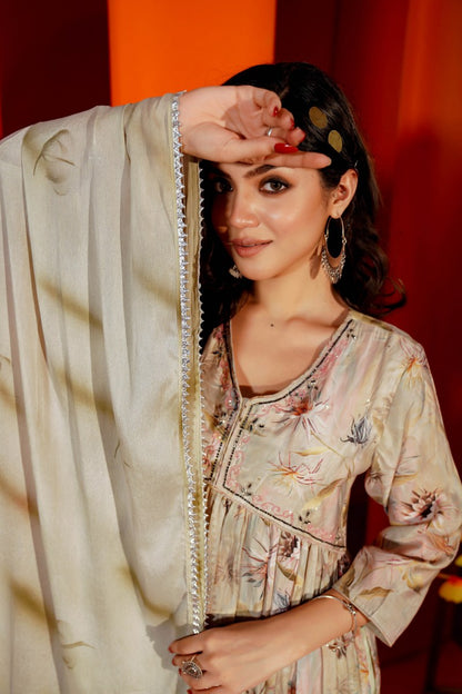 Inked Petals Kurta Ensemble