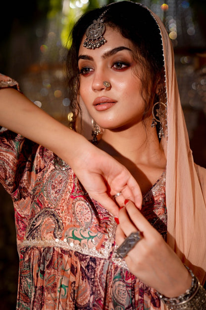 Bouquet Print Crepe Kurta Set