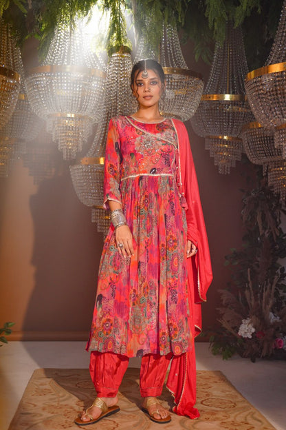 Ruby Elegance Crepe Kurta Set