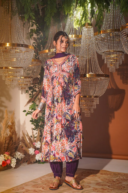 Noir Bouquet Print KurtaSet
