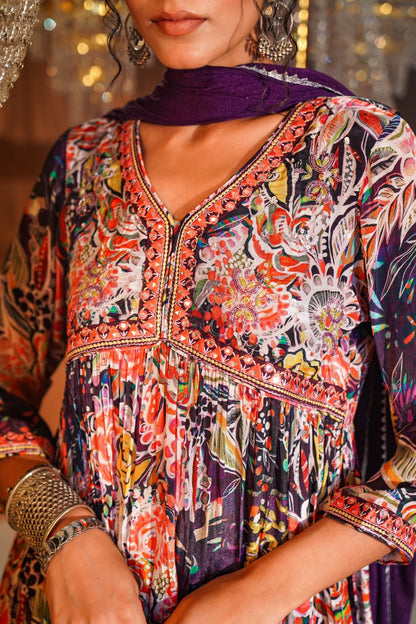 Noir Bouquet Print KurtaSet