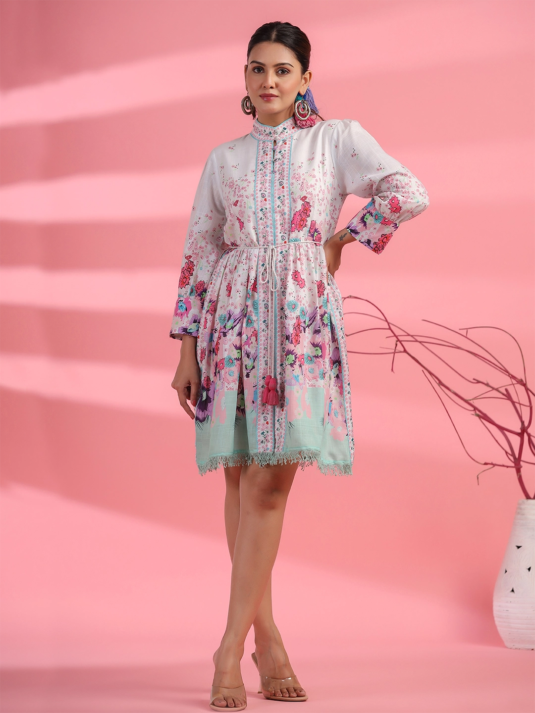 Blossom Blush: Pink Floral Short Dress