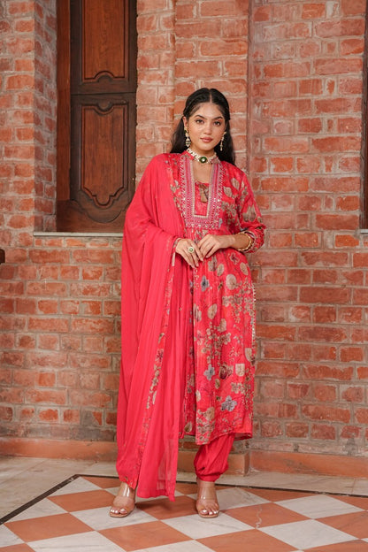 Red Velvet Chinon Kurta Set🔥