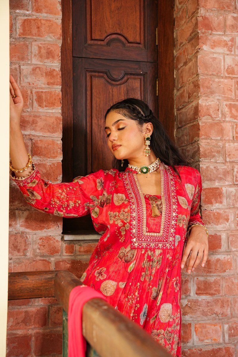 Red Velvet Chinon Kurta Set🔥