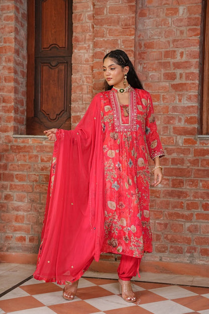 Red Velvet Chinon Kurta Set🔥