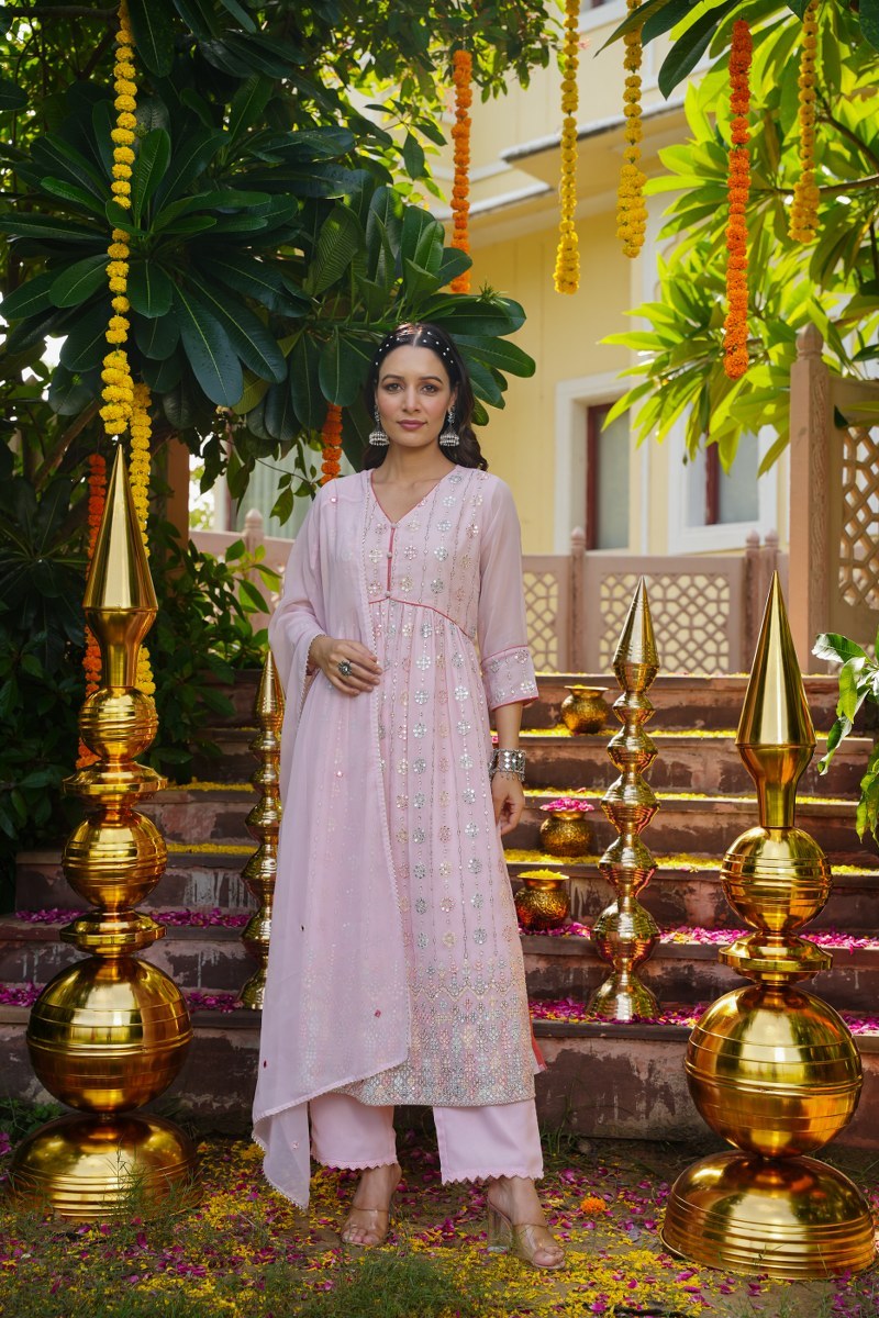 Pink Pearl Georgette Kurta Set