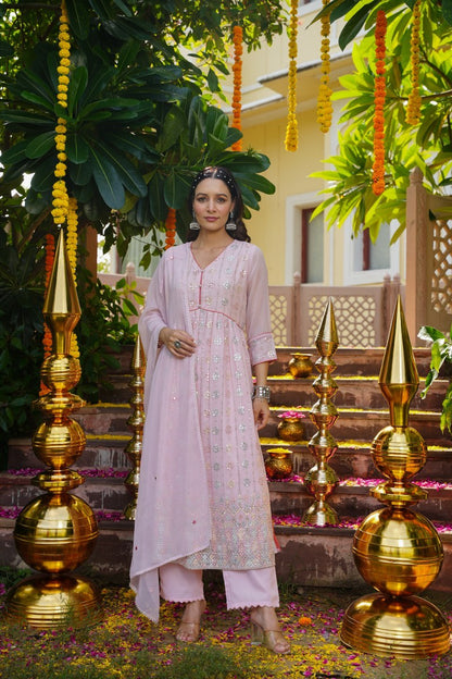 Pink Pearl Georgette Kurta Set