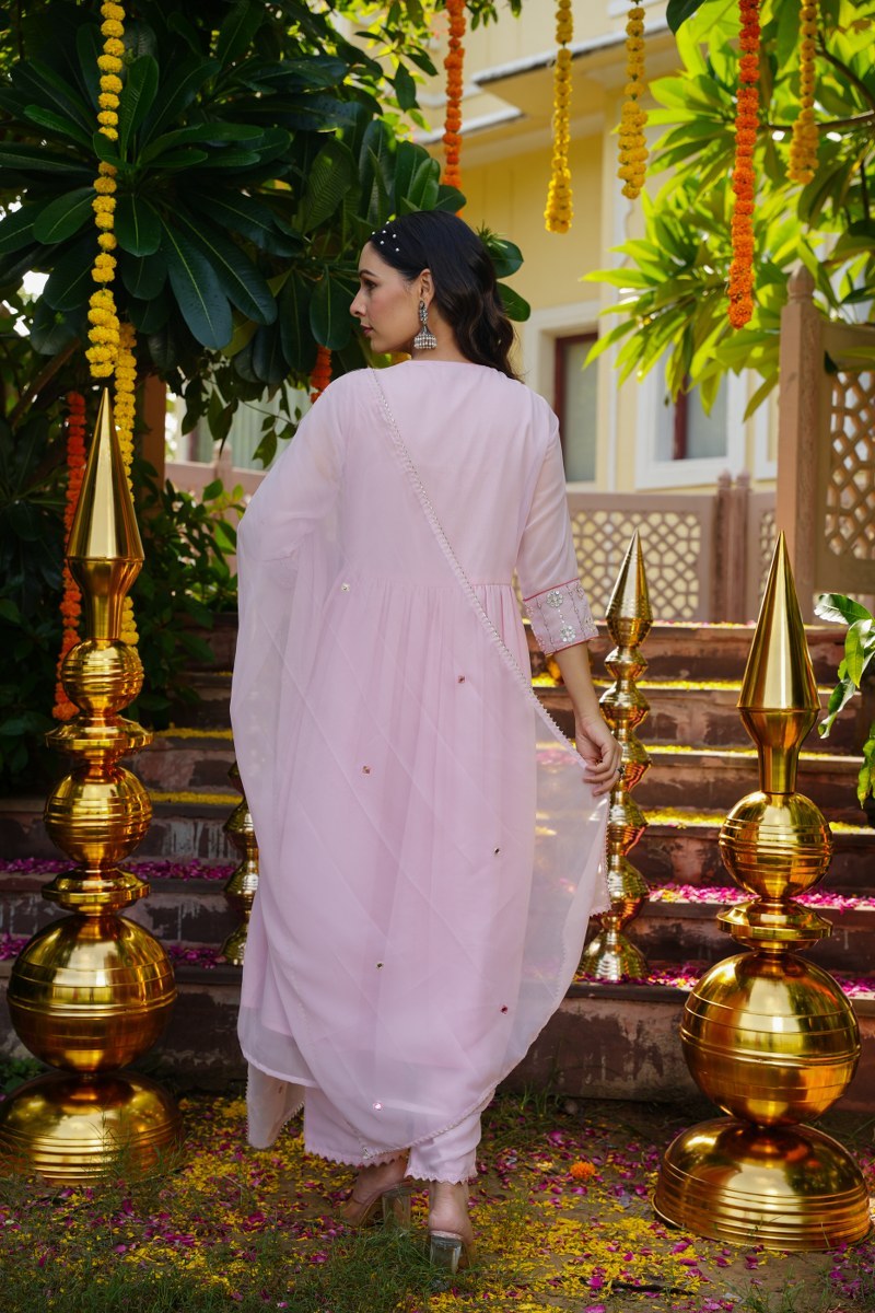 Pink Pearl Georgette Kurta Set