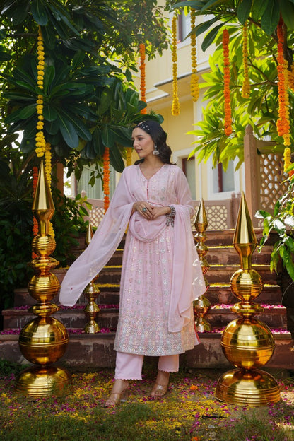 Pink Pearl Georgette Kurta Set