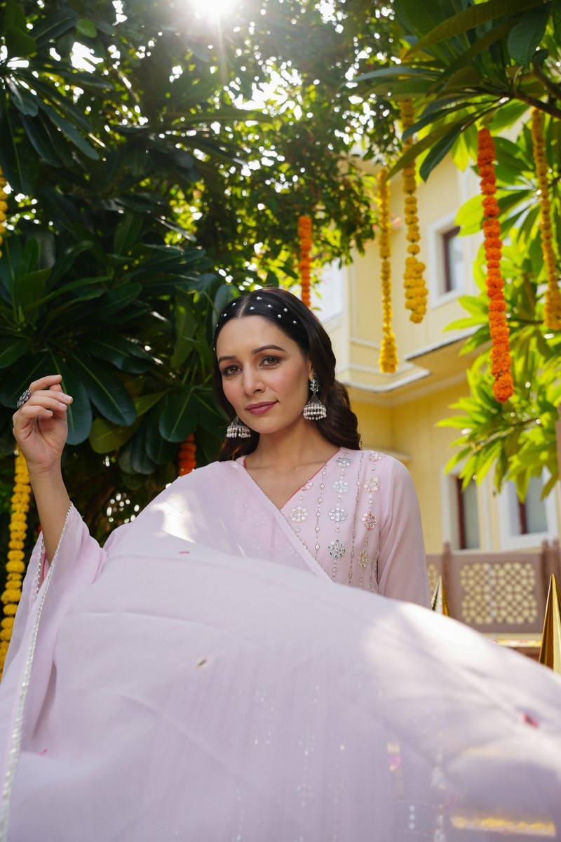 Pink Pearl Georgette Kurta Set