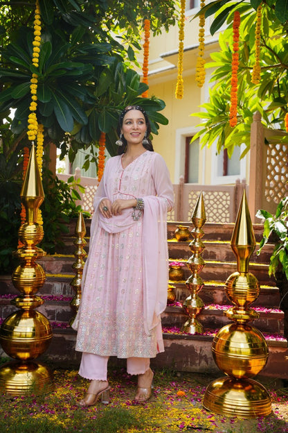 Pink Pearl Georgette Kurta Set