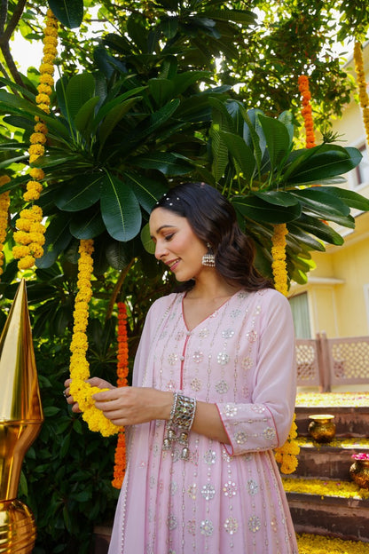 Pink Pearl Georgette Kurta Set