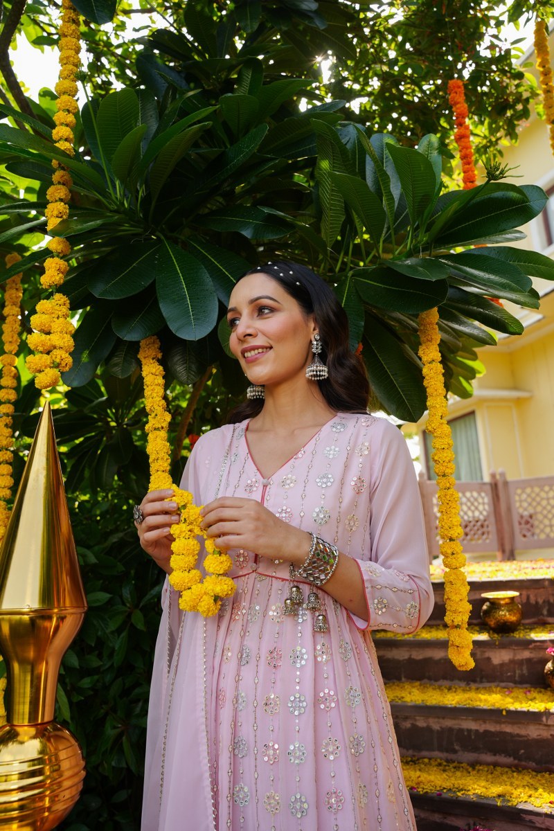 Pink Pearl Georgette Kurta Set