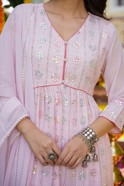 Pink Pearl Georgette Kurta Set