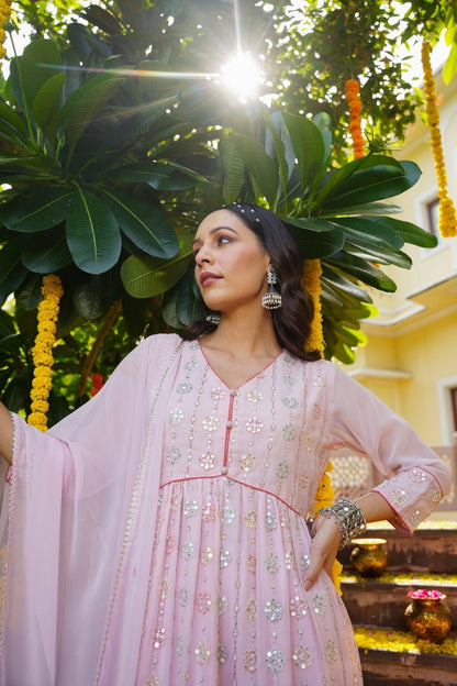 Pink Pearl Georgette Kurta Set