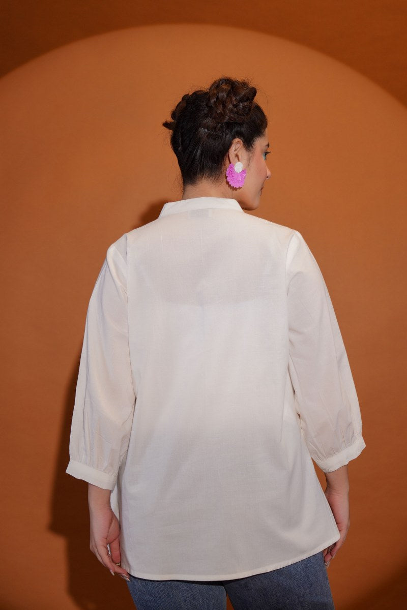 DAISY BLOOM HAND-PAINTED COTTON SHIRT – FOR WOMEN
