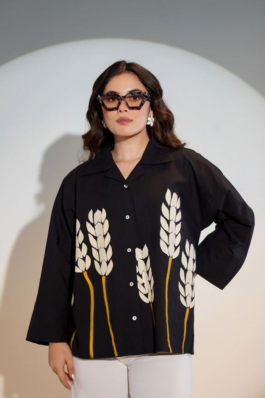 MIDNIGHT HARVEST HAND-PAINTED SHIRT – FOR WOMEN
