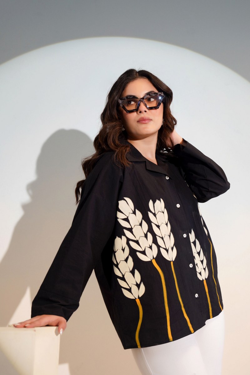 MIDNIGHT HARVEST HAND-PAINTED SHIRT – FOR WOMEN