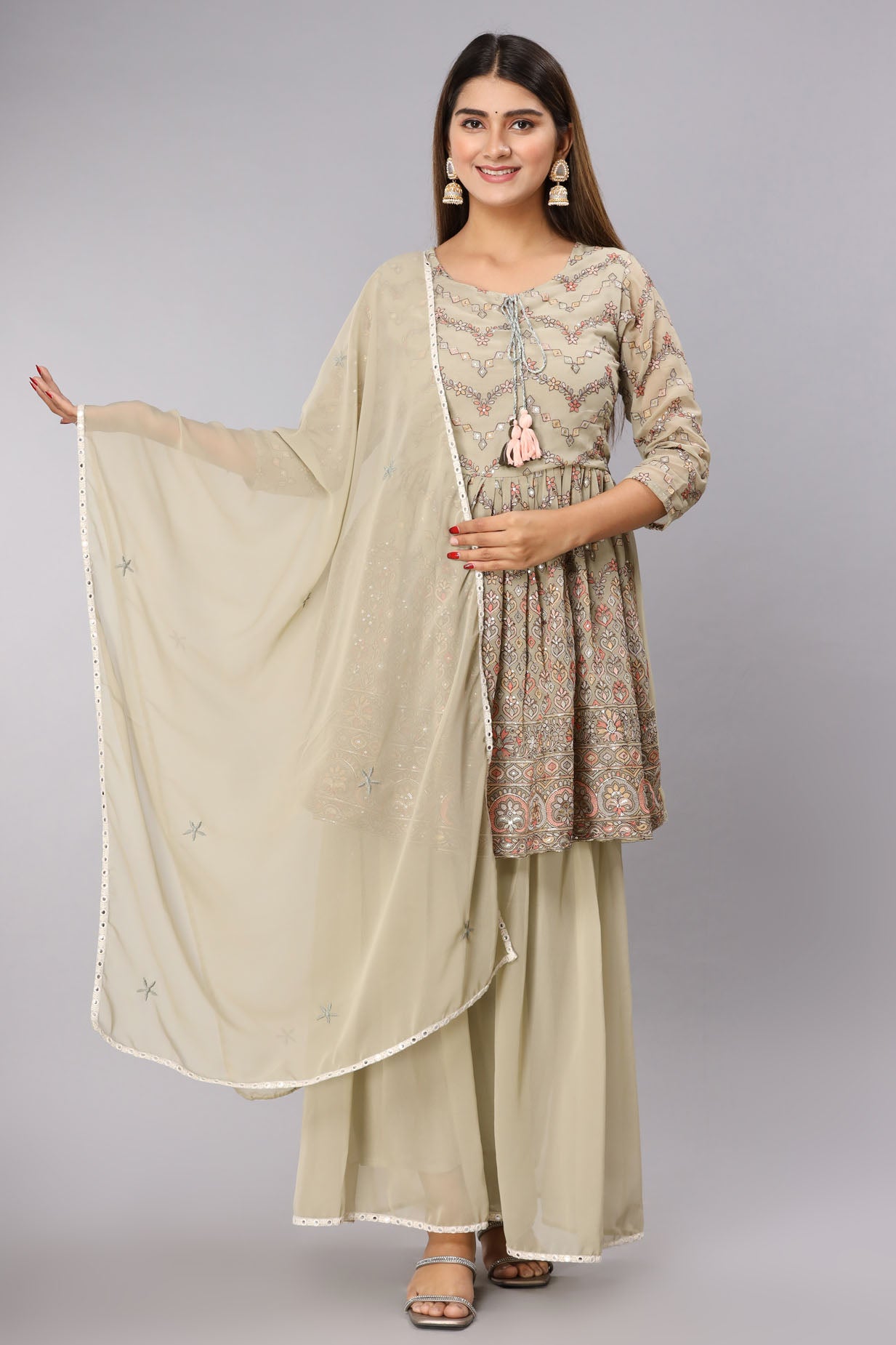 Embroidered Georgette Sharara