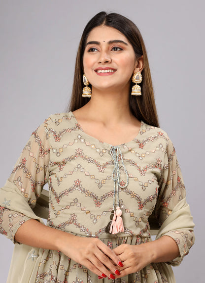 Embroidered Georgette Sharara