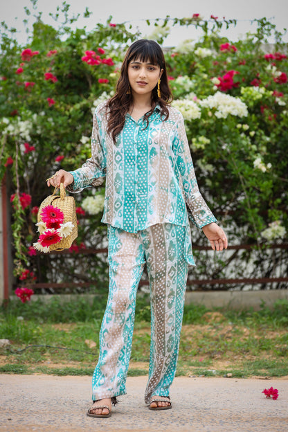 Blue Satin Coord- Set
