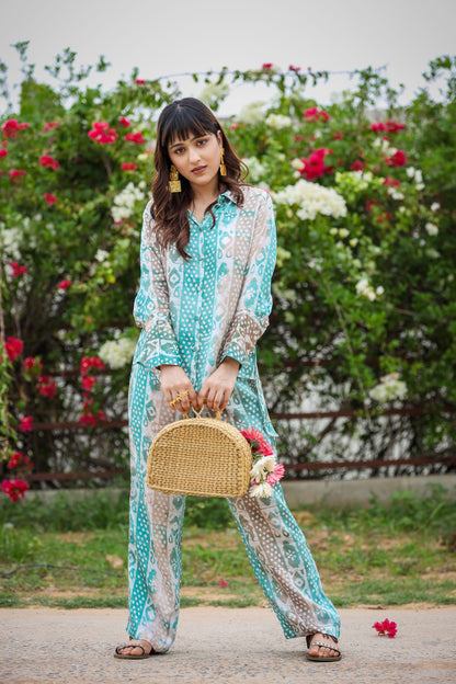 Blue Satin Coord- Set
