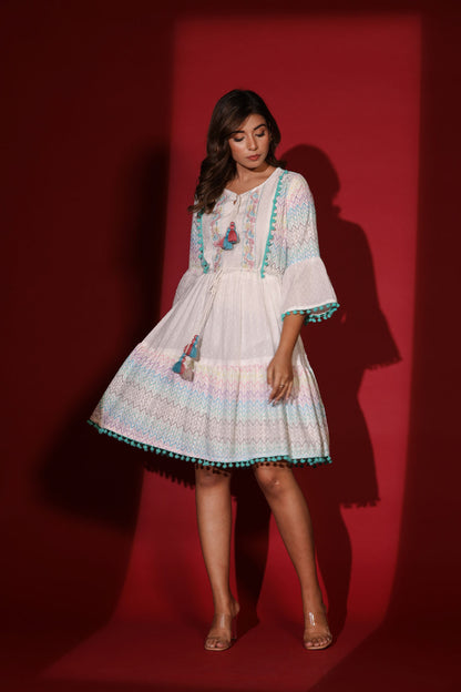 Multi Zig-Zag Short Dress