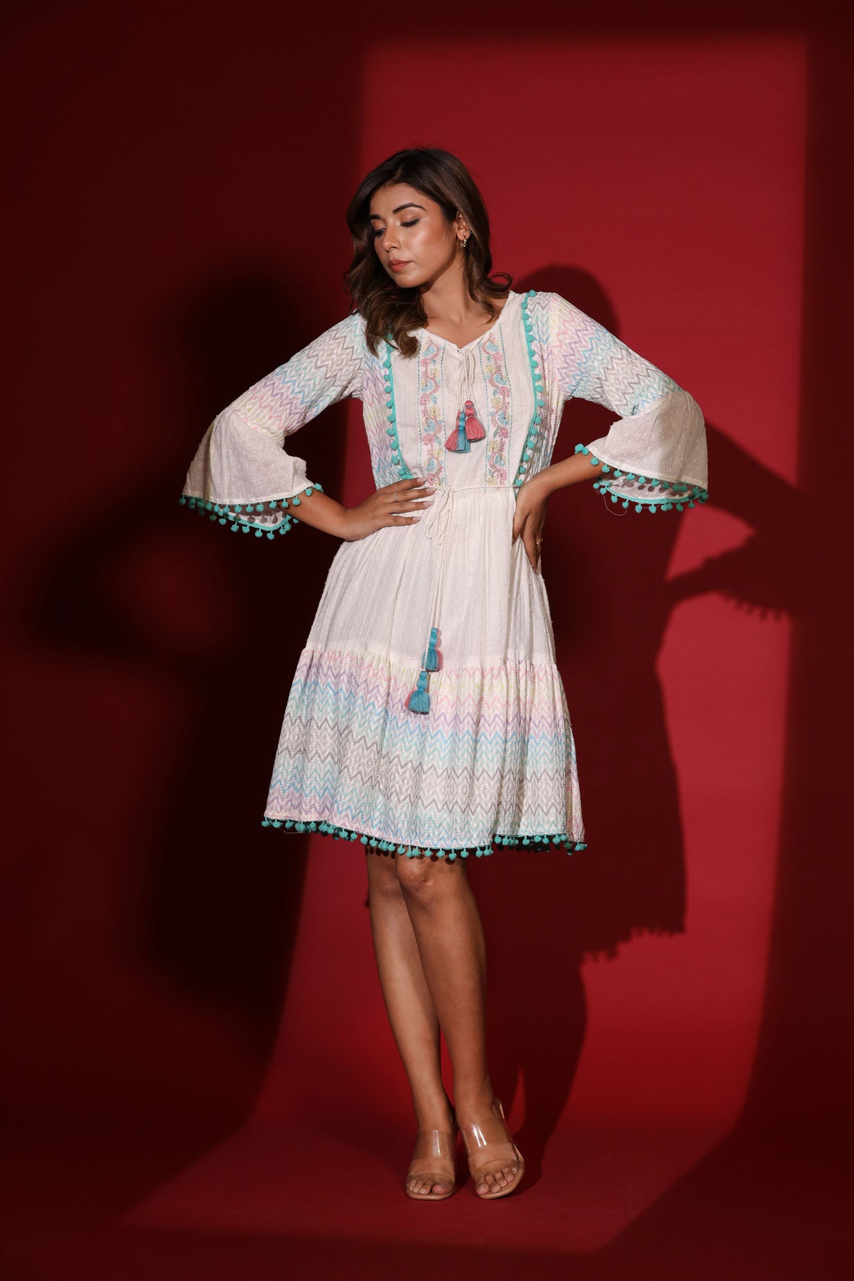 Multi Zig-Zag Short Dress