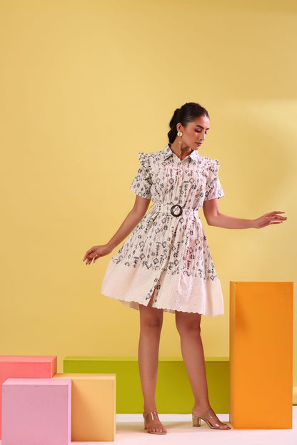 Embroidered Schiffli Short Middi