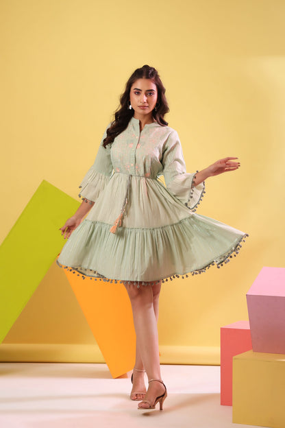 Flower Lurex Short Dress