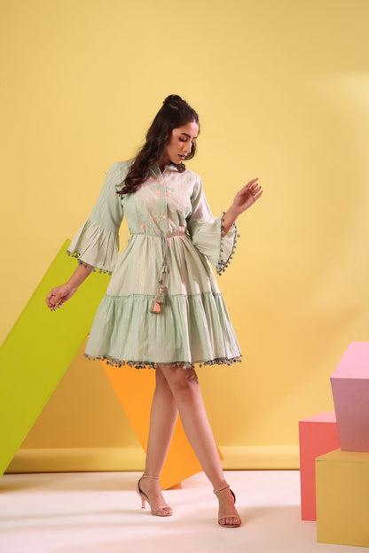 Flower Lurex Short Dress