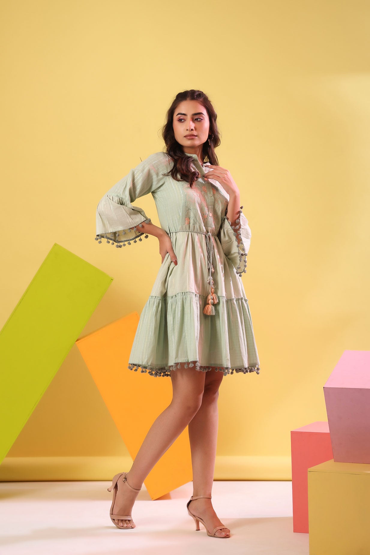 Flower Lurex Short Dress