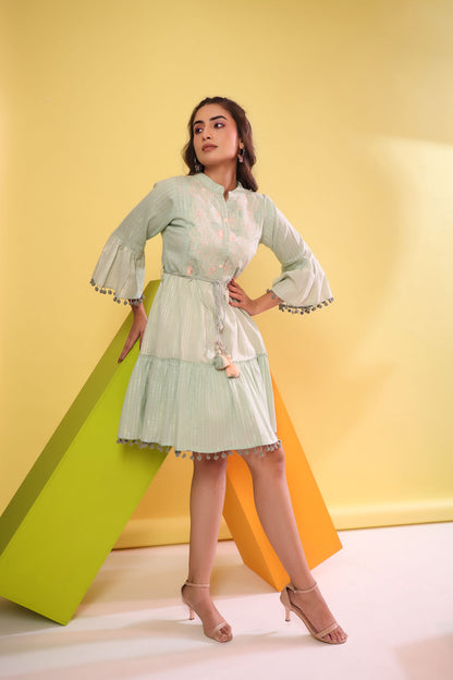 Flower Lurex Short Dress