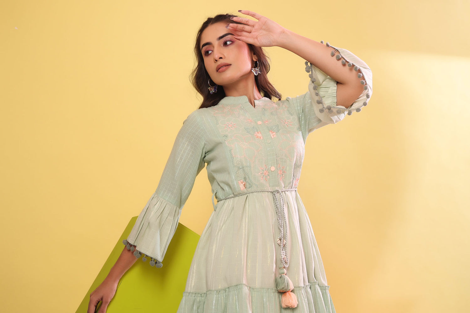 Flower Lurex Short Dress