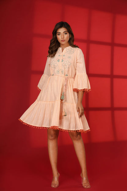 Flower Lurex Short Dress