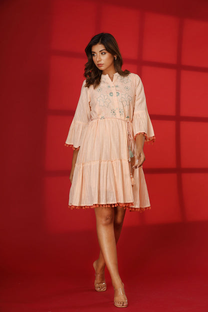 Flower Lurex Short Dress