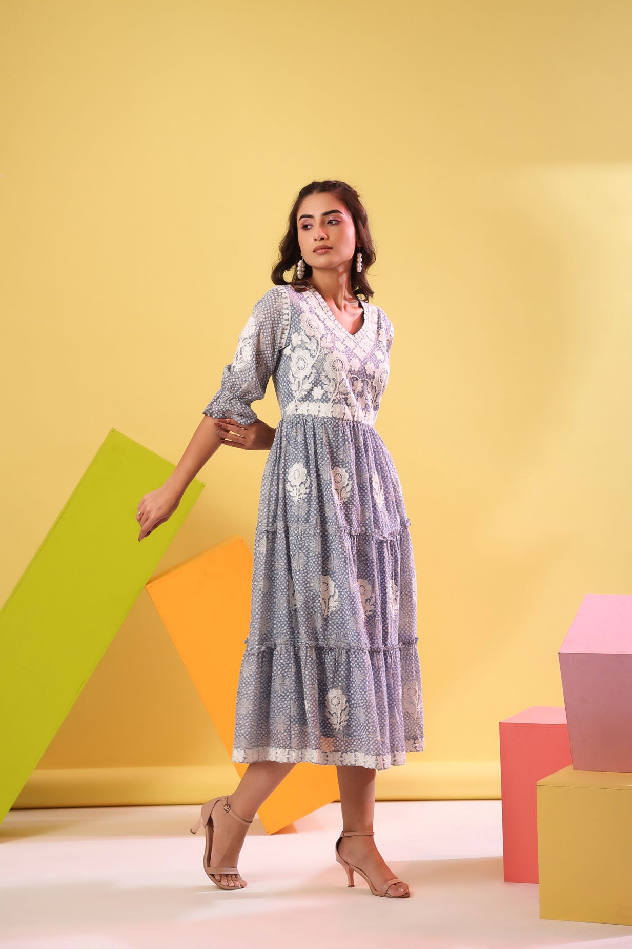 Cotton Embroidered Middi