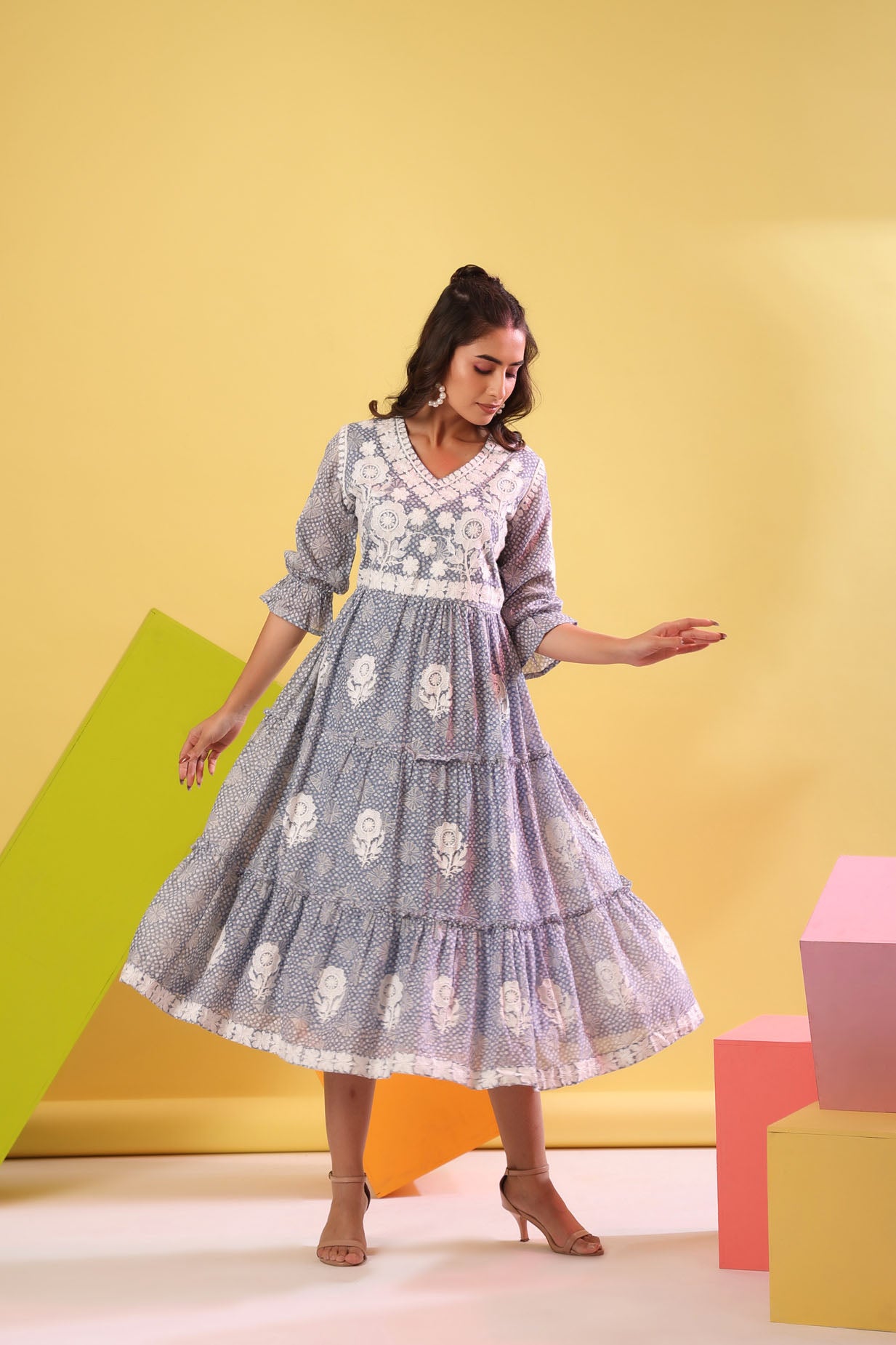 Cotton Embroidered Middi