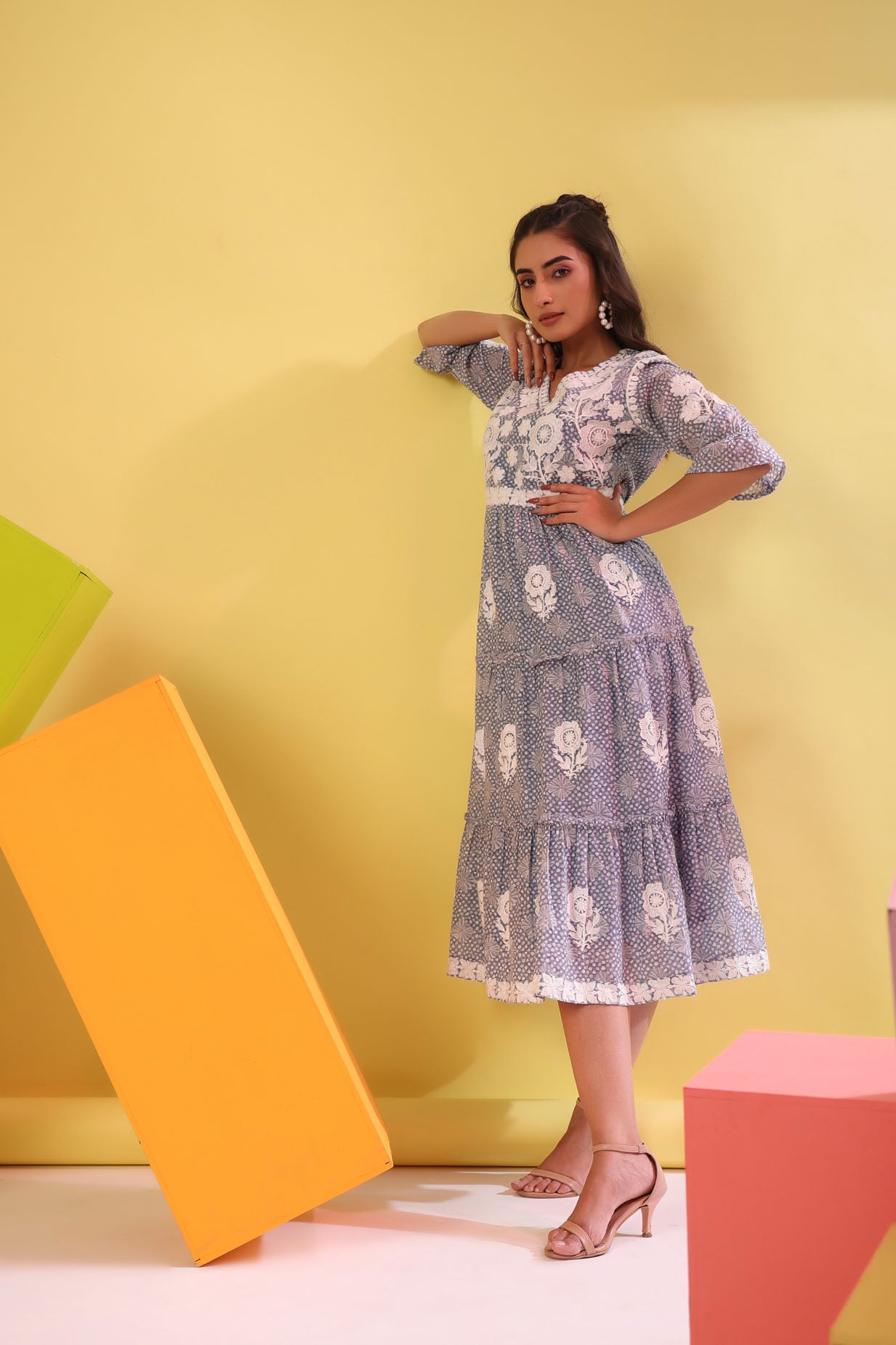 Cotton Embroidered Middi