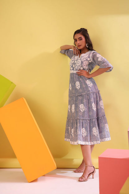 Cotton Embroidered Middi