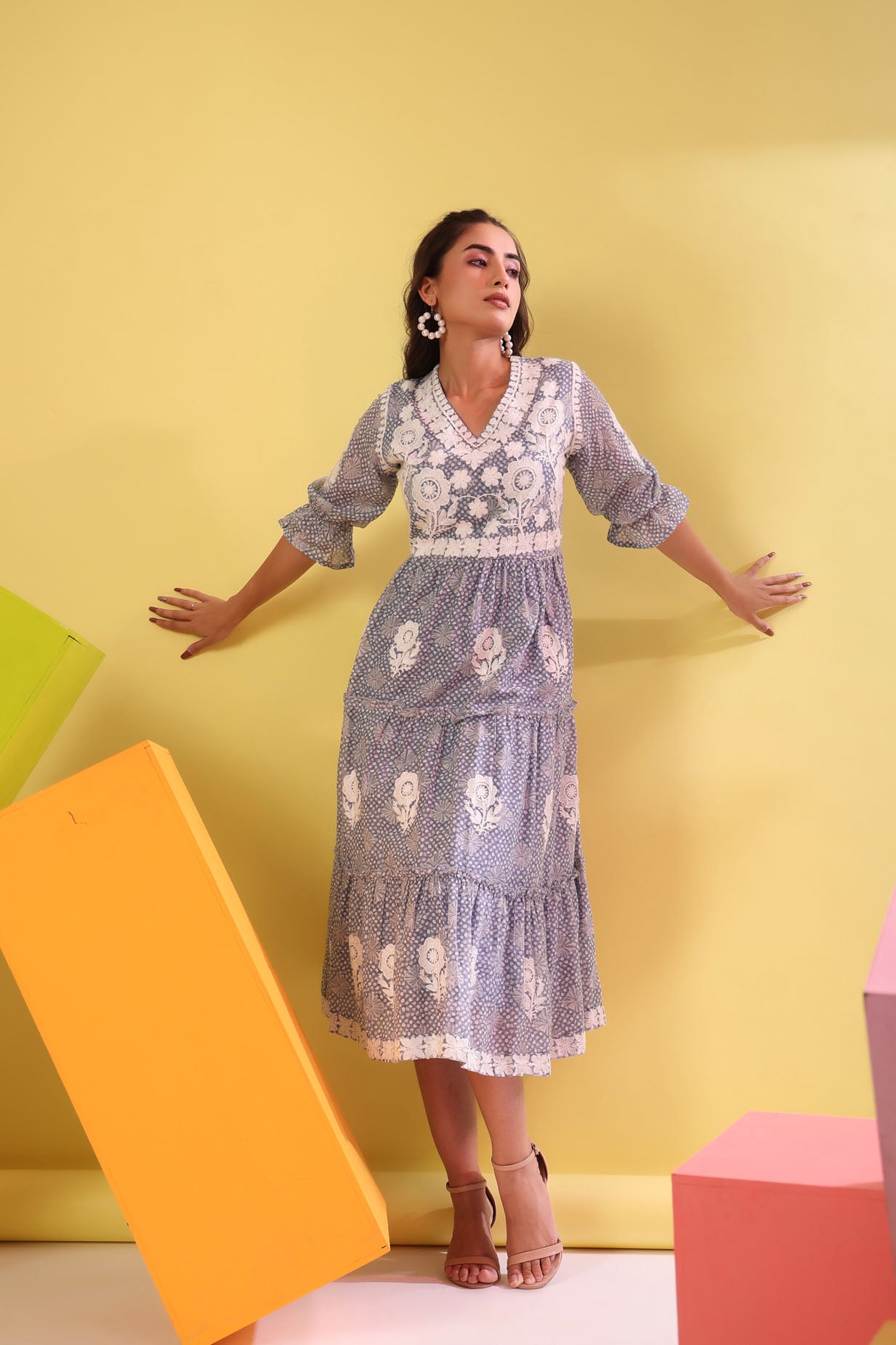 Cotton Embroidered Middi