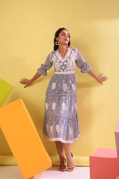 Cotton Embroidered Middi
