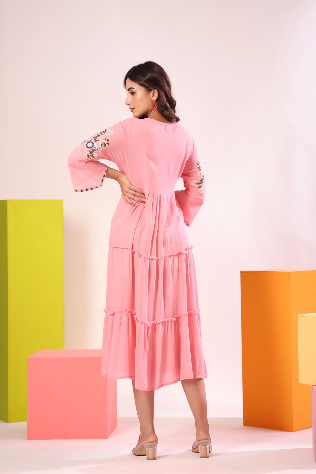 Crape Embroidered Midi