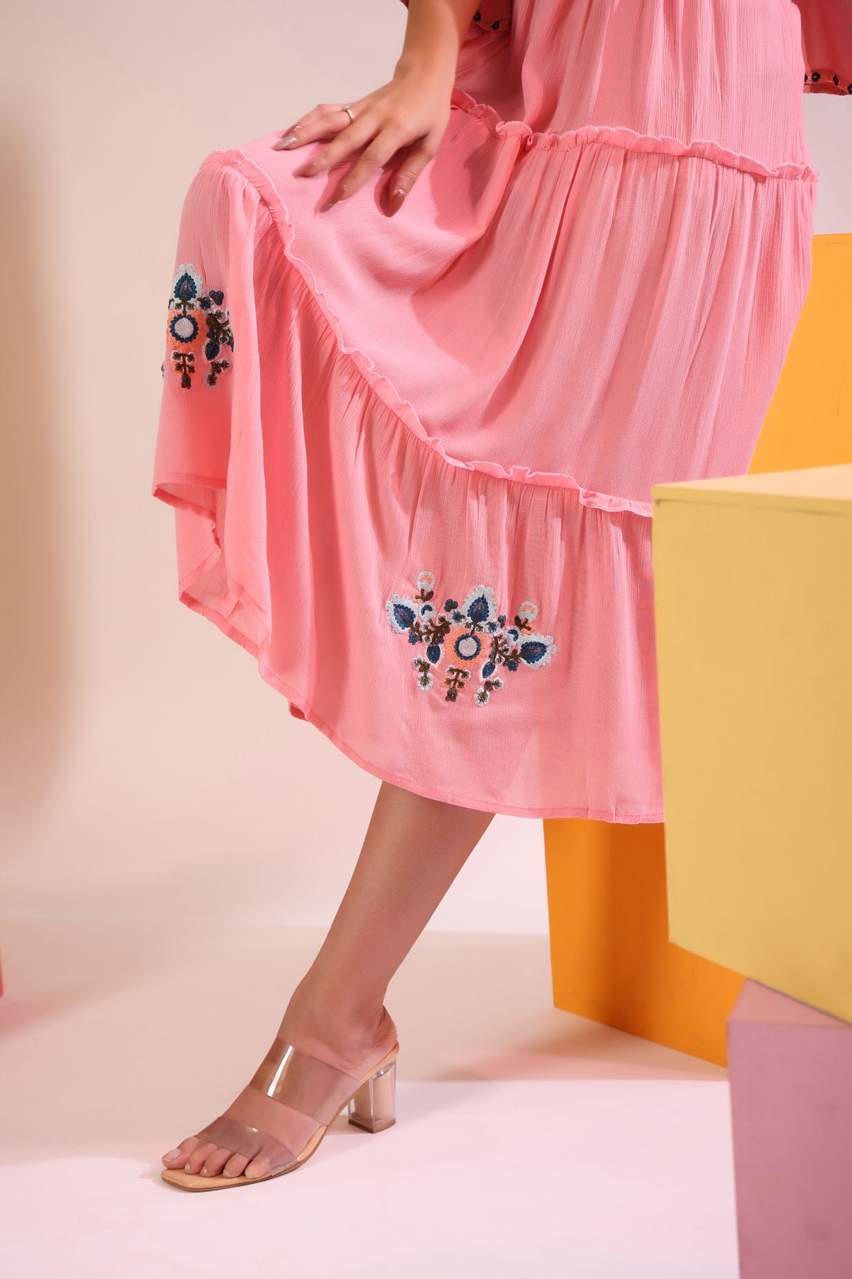 Crape Embroidered Midi