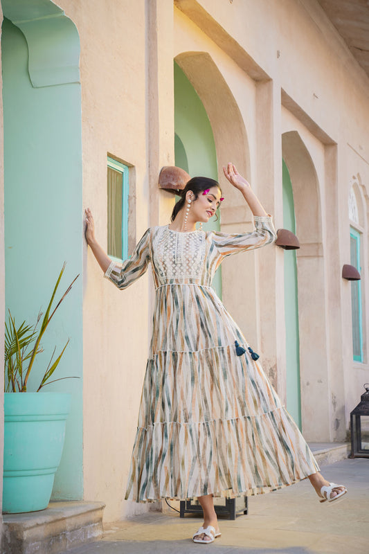 The Pastel Stripes Long Gown